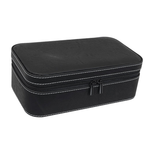 Big Black Silver Leather Jewelry Travel Case