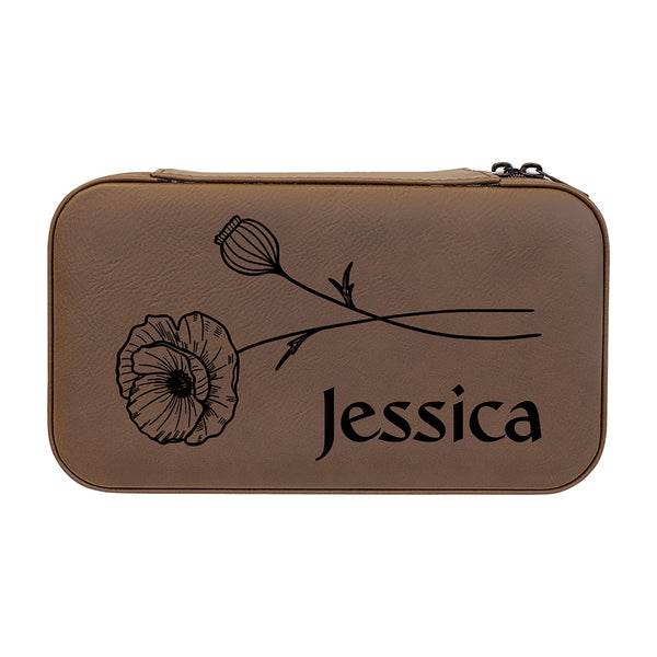 Big Dark Brown Leather Jewelry Travel Case