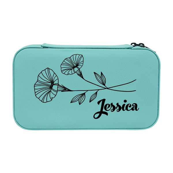 Big Teal Leather Jewelry Travel Case