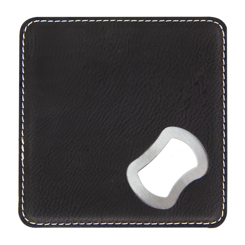 Black Silver Leather Coaster