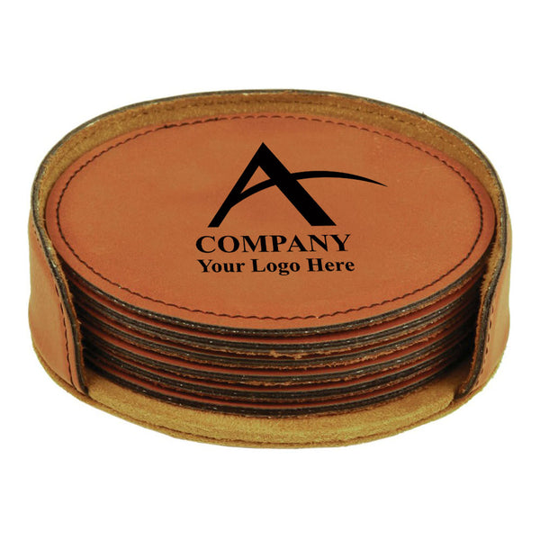 Rawhide  Leather Coaster Set