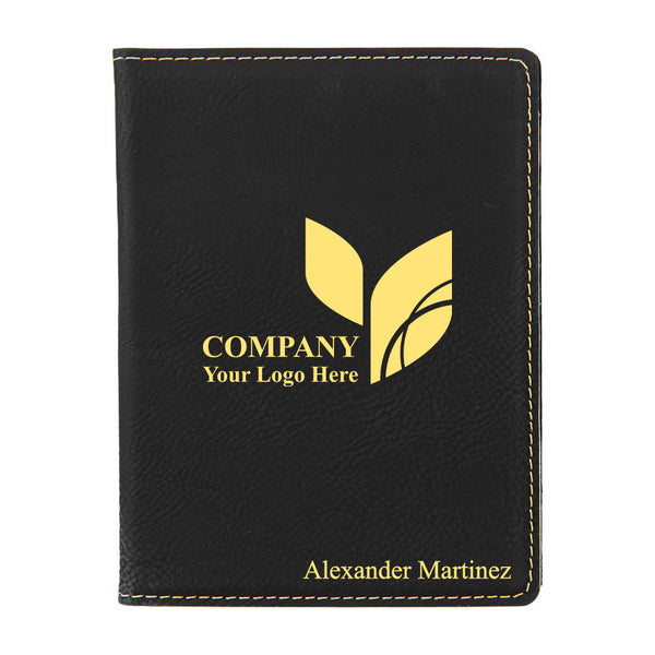 Black Gold Leather Passport Case