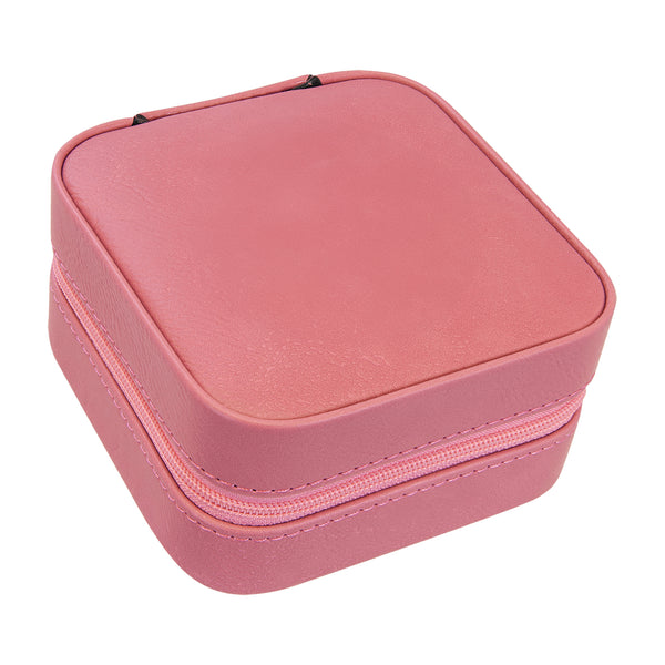 Pink Leather Jewelry Travel Case