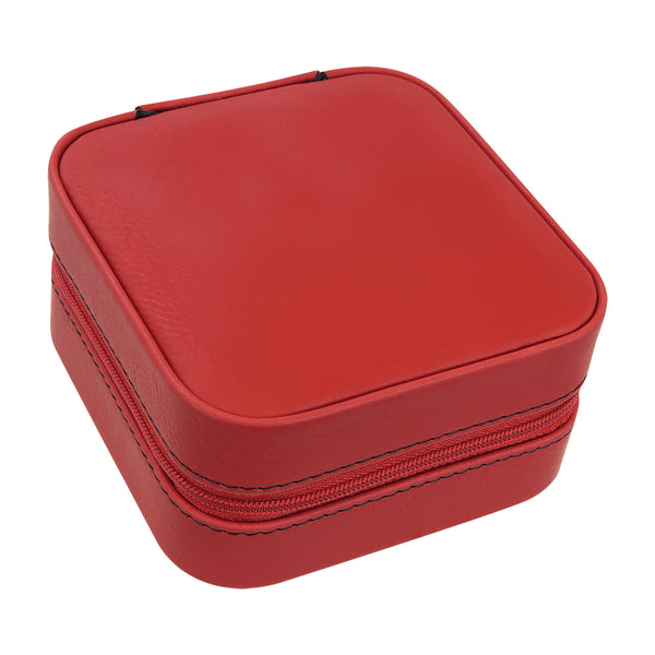 Red Leather Jewelry Travel Case