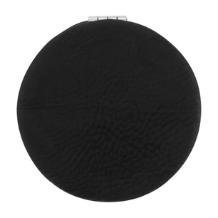 Black Silver Vegan Leather Compact Mirror