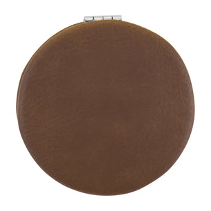 Dark Brown Vegan Leather Compact Mirror