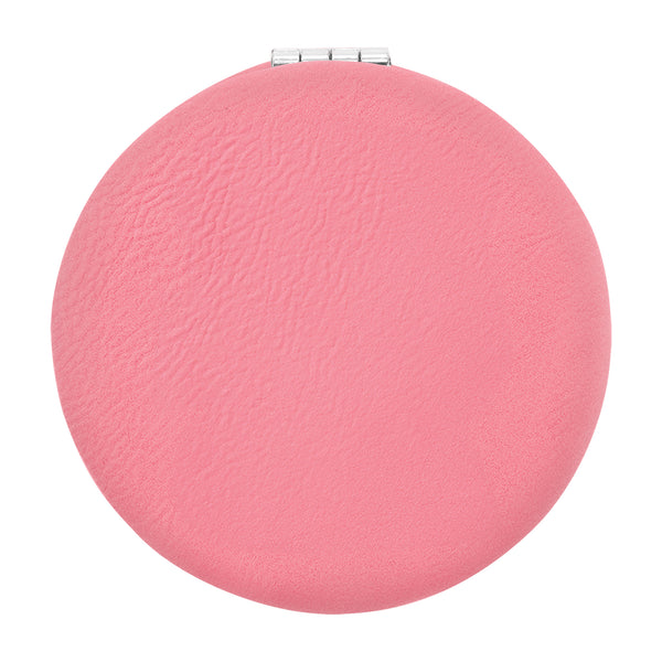 Pink  Vegan Leather Compact Mirror