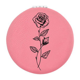 Pink  Vegan Leather Compact Mirror