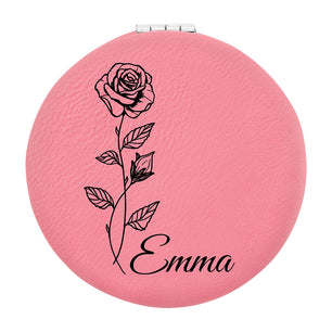 Pink  Vegan Leather Compact Mirror