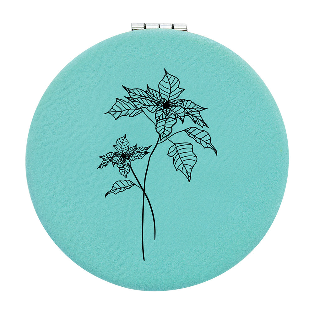 Teal Vegan Leather Compact Mirror