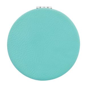 Teal Vegan Leather Compact Mirror