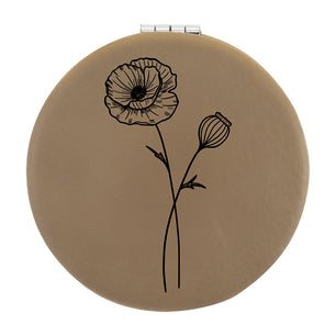 Light Brown Vegan Leather Compact Mirror