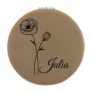 Light Brown Vegan Leather Compact Mirror