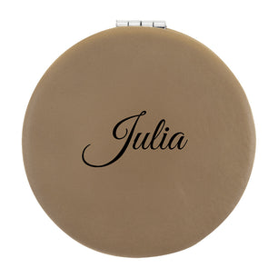 Light Brown Vegan Leather Compact Mirror